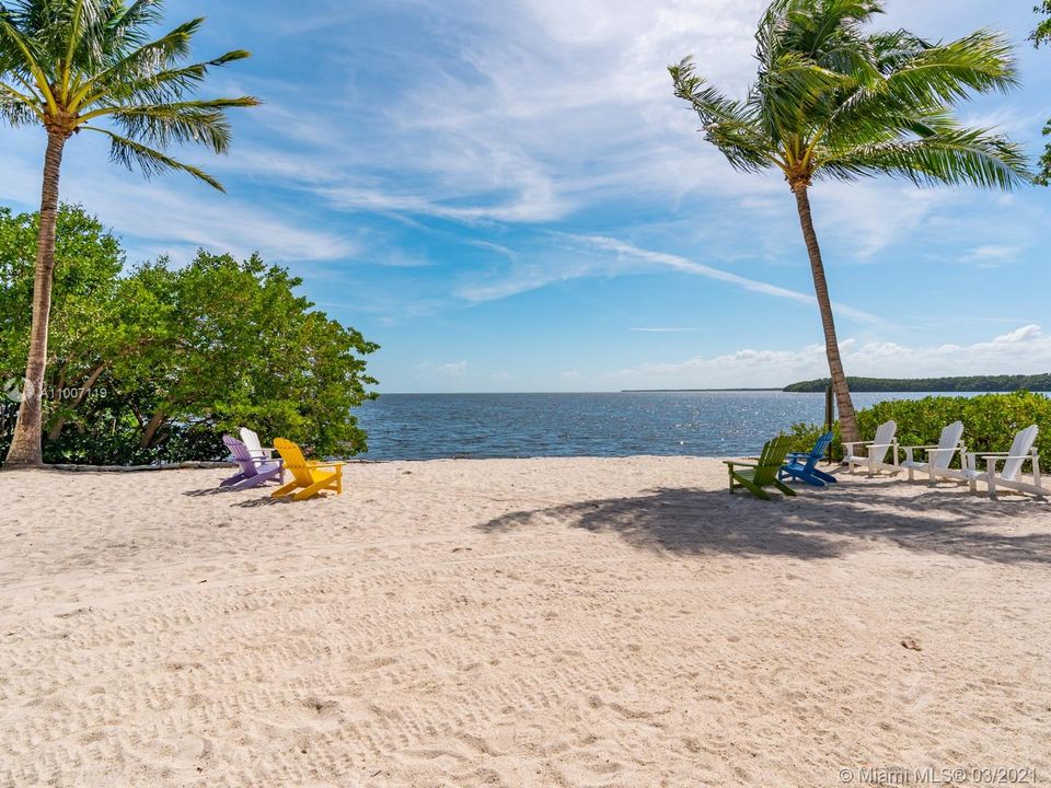 The community beach - the perfect place to relax with a drink and watch the sunset.