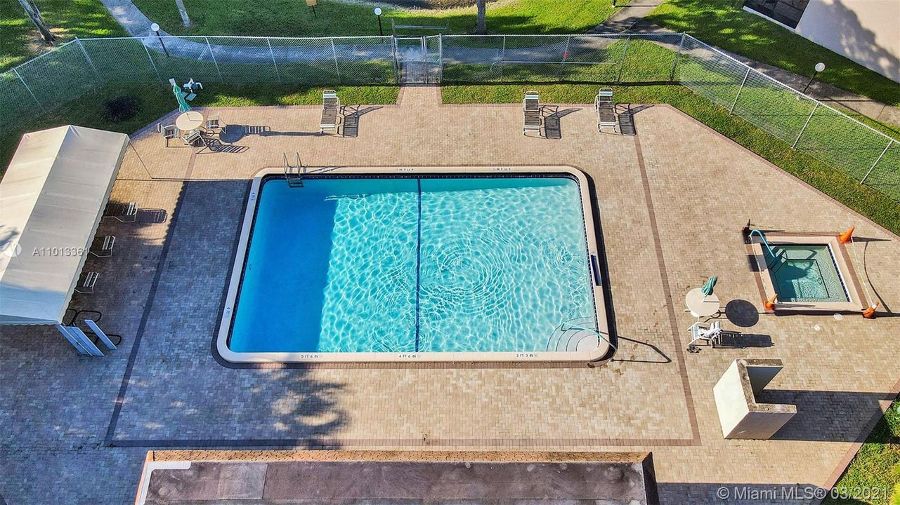 Aerial of small pool and spa