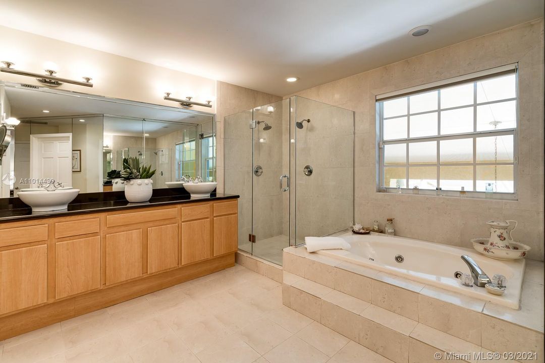 Master Bath With His & Hers Wash Sinks, Spa Tub & Shower