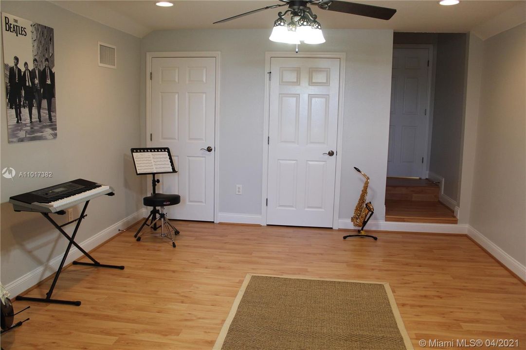 Large Madia/Bonus room  with two closets for additional storage  and software equipment