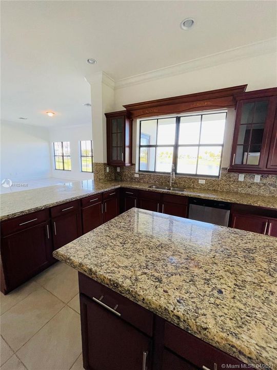 Kitchen sink has beautiful lake views.