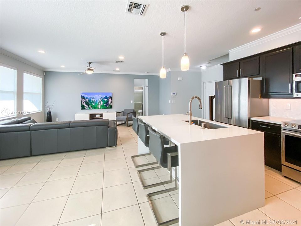 Kitchen and family room