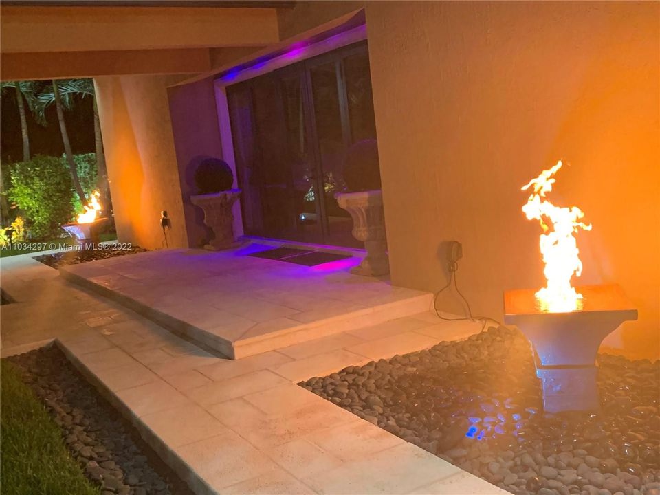 Fire Fountains in front of cabana