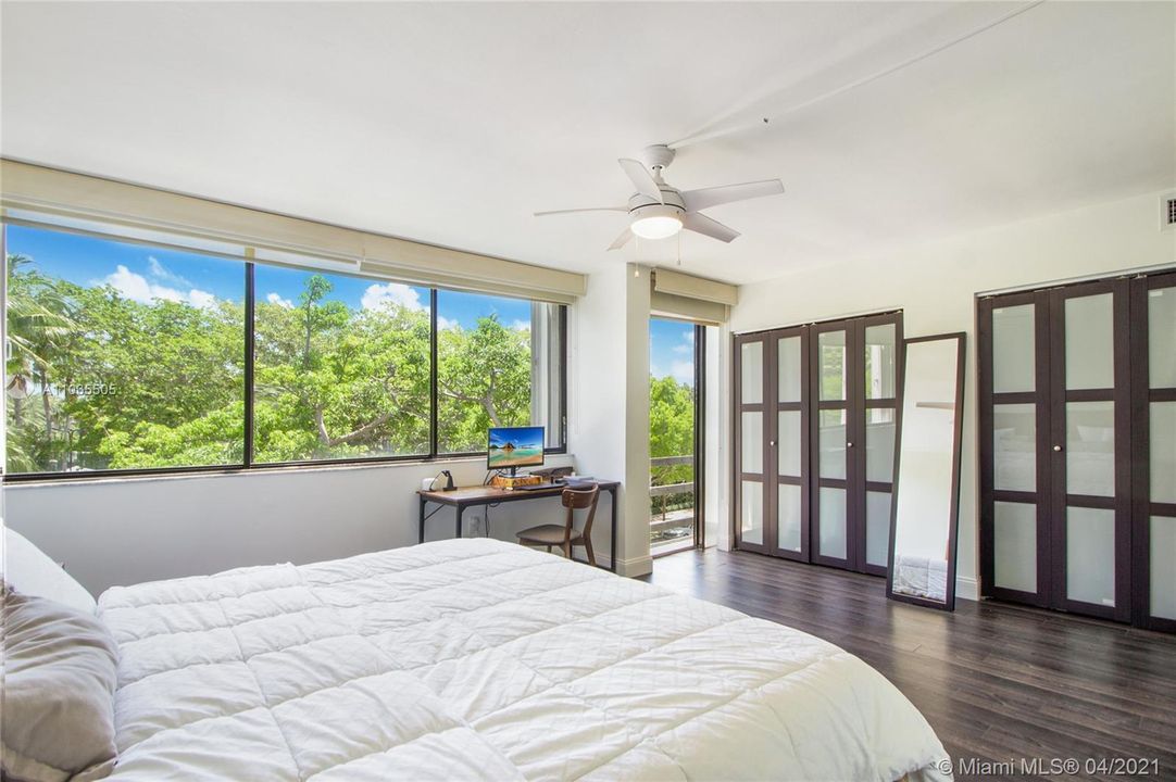 Master with double closets & sliding glass door to Juliette terrace