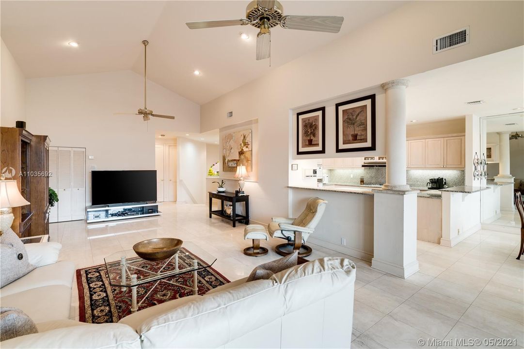 Family room open to kitchen and dining room