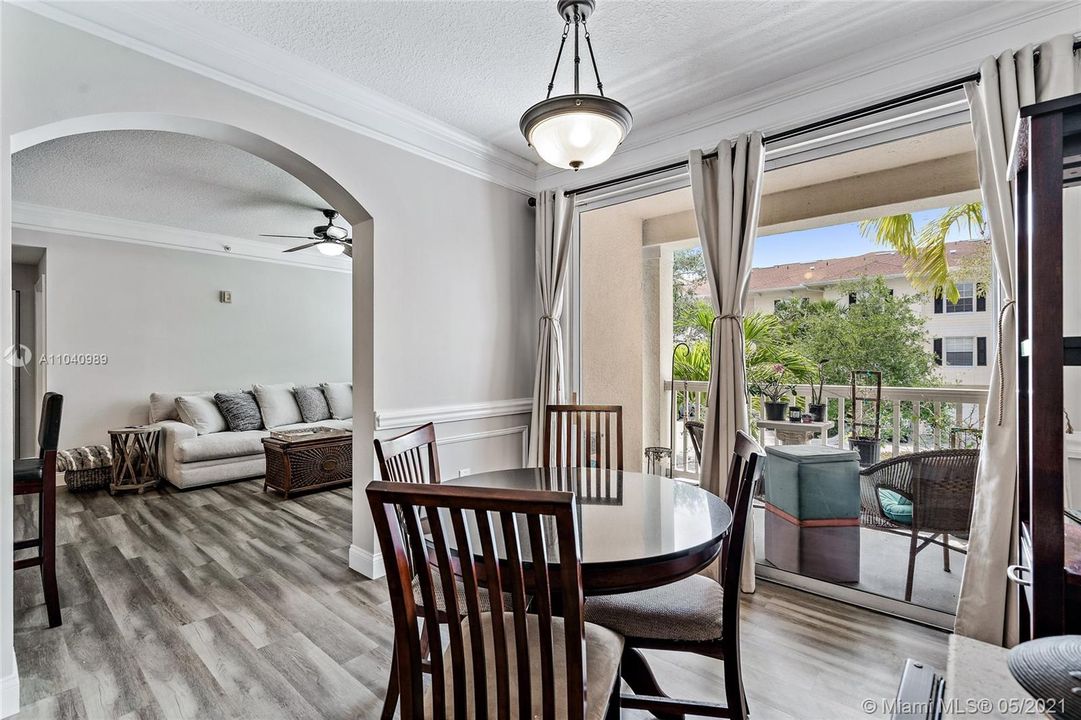 Dining room opens to living room.  Slider doors to balcony area.