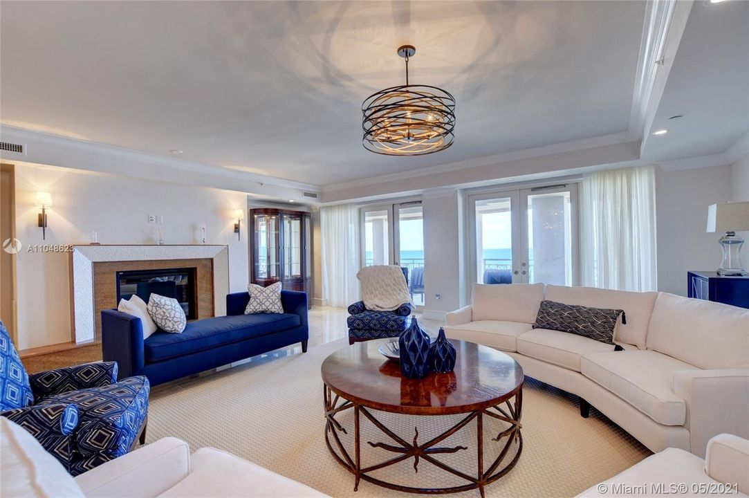 Living Room with Designer Furniture and expansive Ocean Views