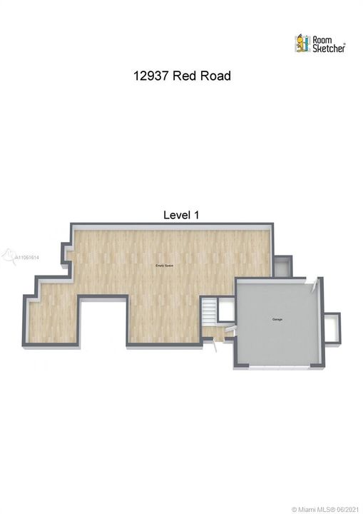 Ground Level Floor Plan with Two Car Garage