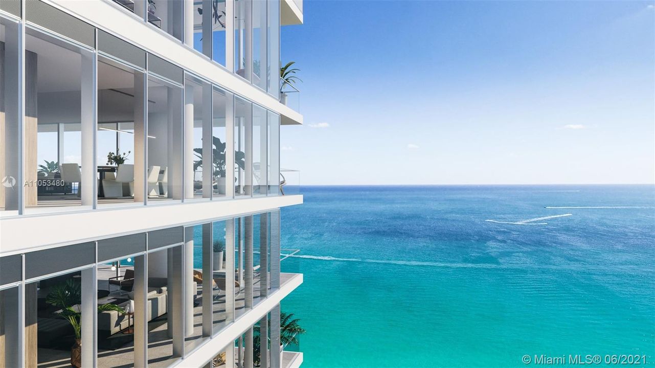 Floor to ceiling glass windows to enjoy endless ocean and intracoastal views