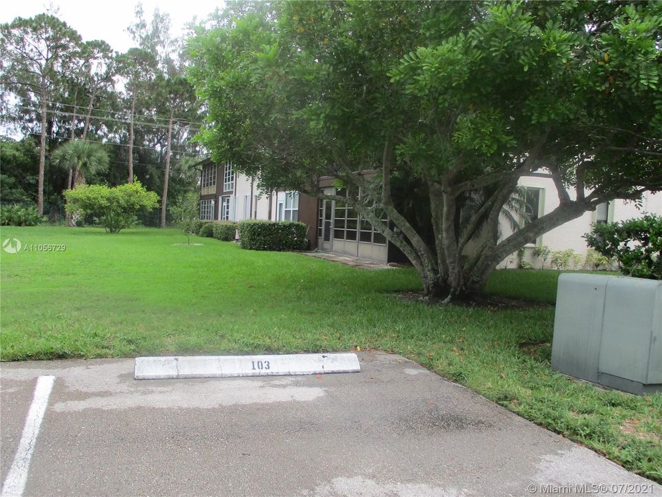Parking 103, patio back door straight ahead