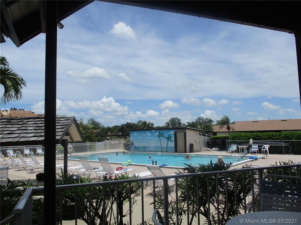 large pool with mural