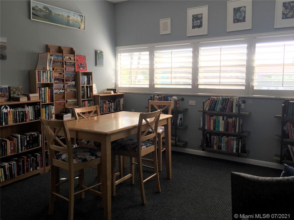 Library adjacent to  lobby area