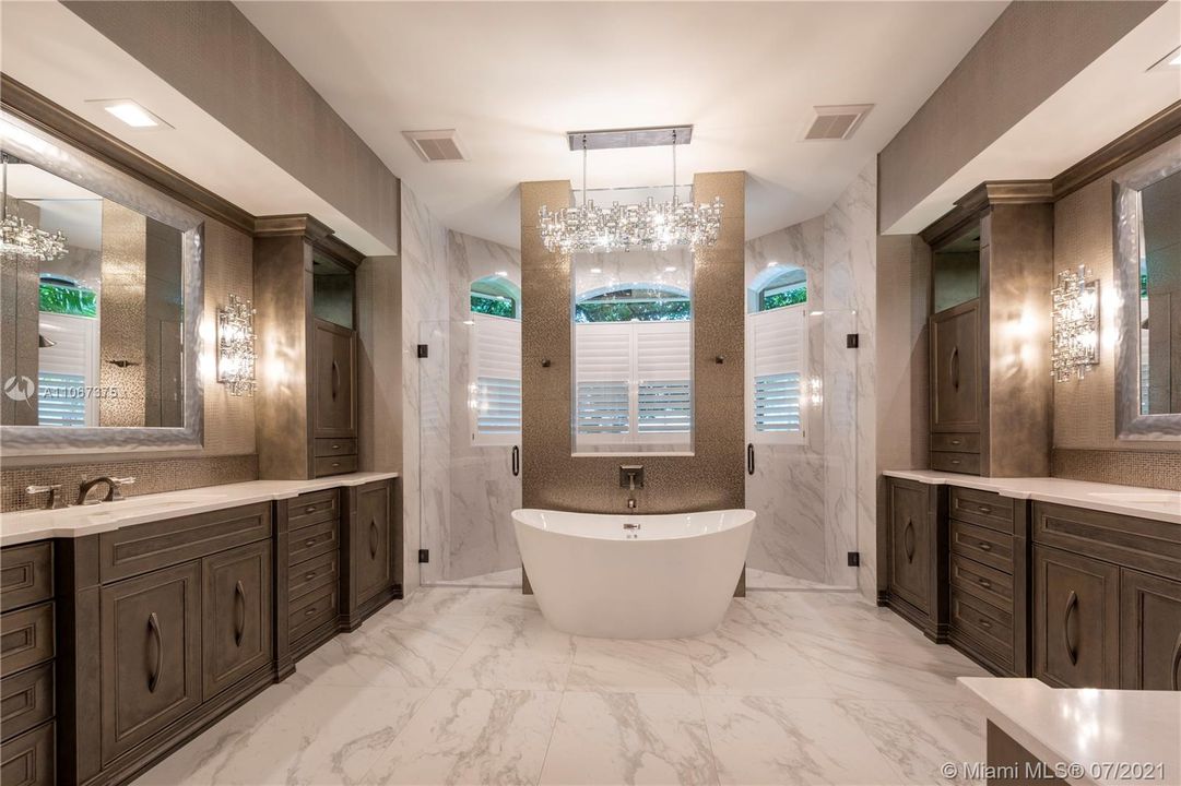 Gorgeous master bathroom remodel with high end fixtures and vessel tub