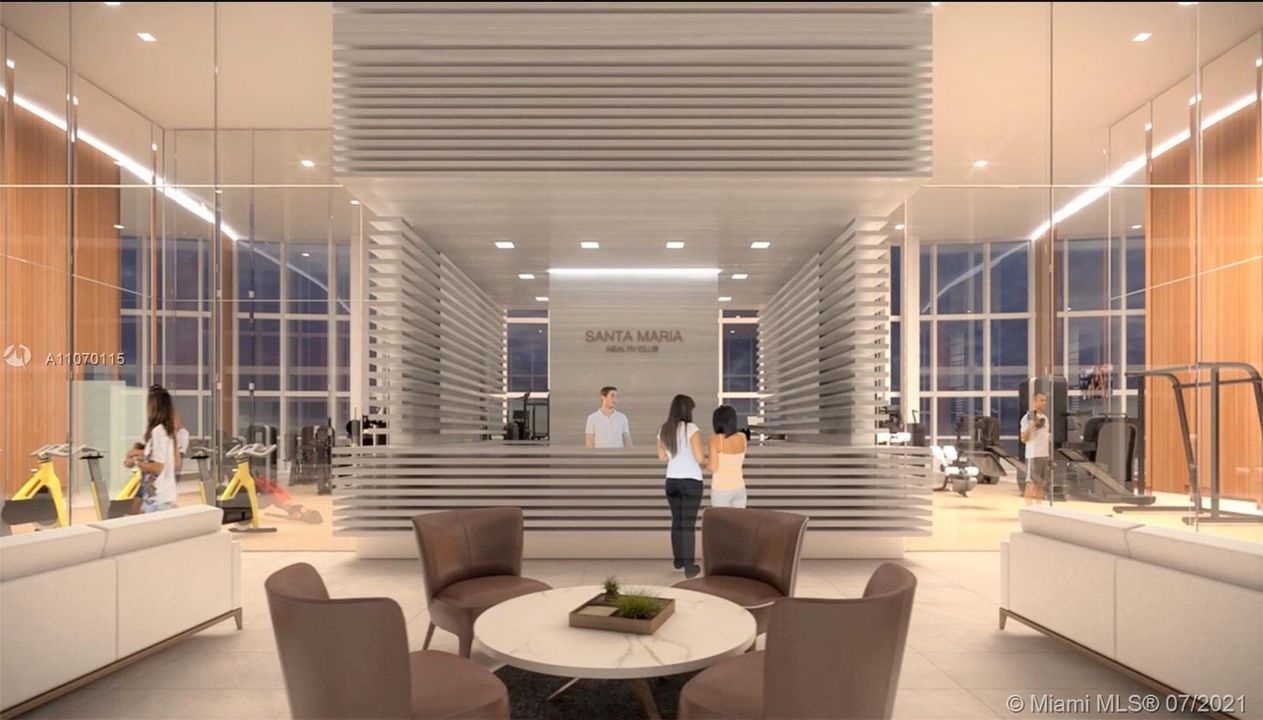 Rendering of soon to be completed contemporary Health Club located on the 51st floor
