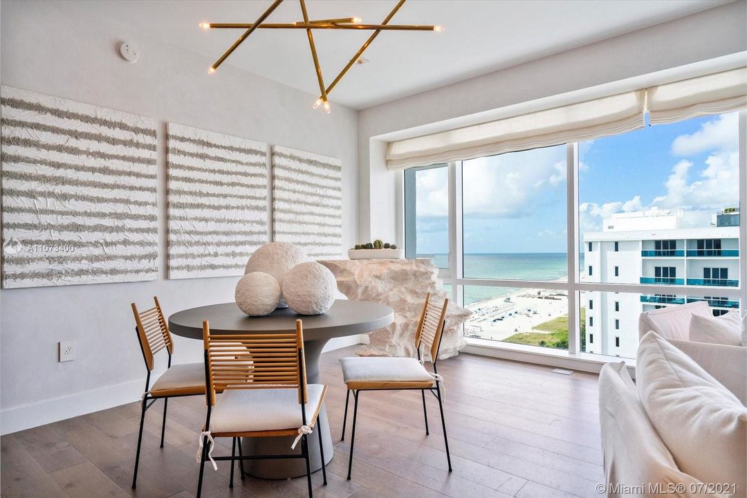 Dining area overlooking ocean and beach