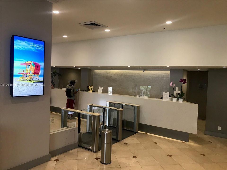 front desk with security