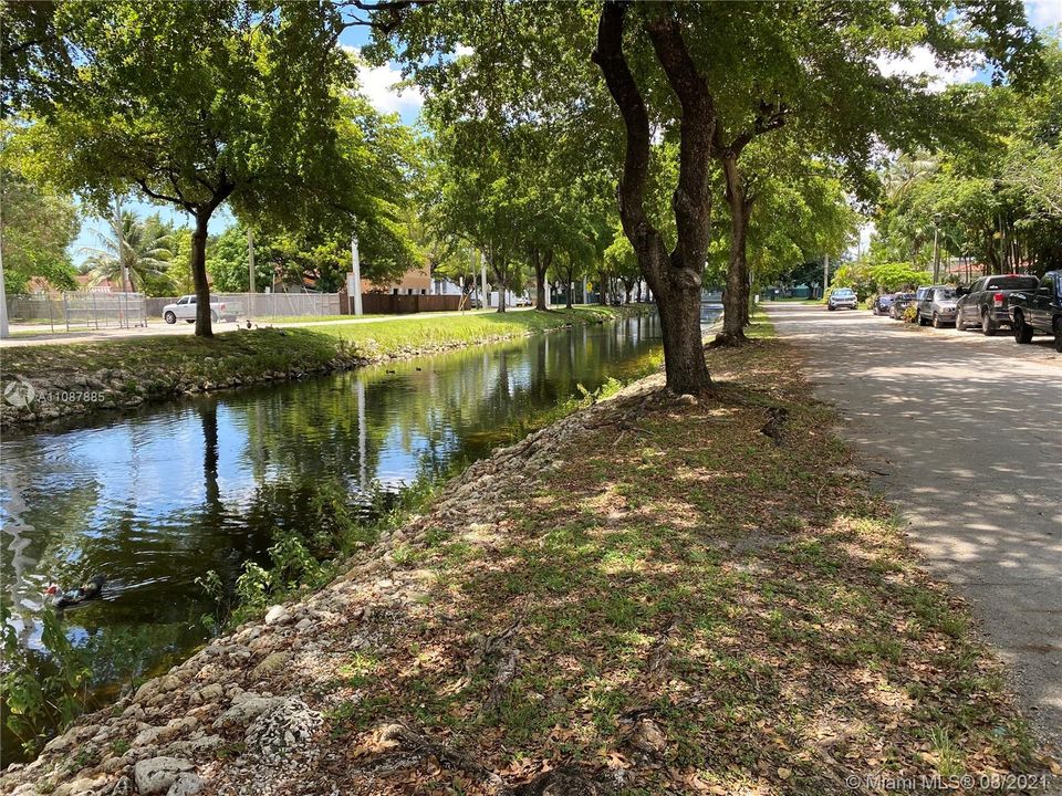 Canal in front of house.