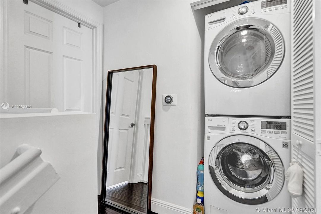 full size washer/dryer in the unit, conveniently located in upstairs hallway
