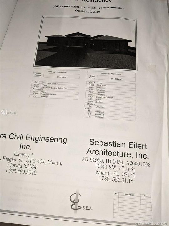 The Architect:Sebastian Eilert786-556-3118Architecture Inc.9840 SW 85 StreetMiami, FL 33173