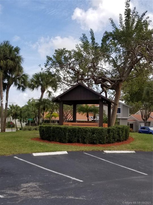 Gazebo and guest parking