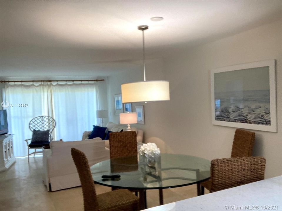 Looking out to living. room from kitchen