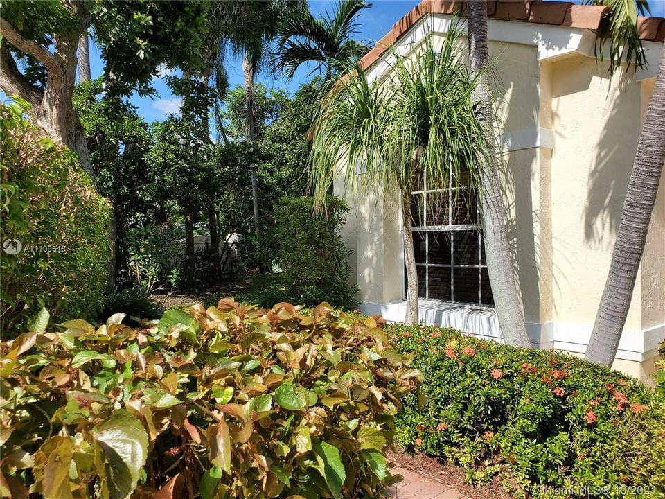 Lushly landscaped entry way