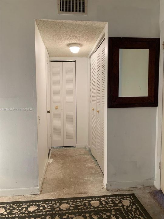 Hallway leading to guest bathroom and bedroom