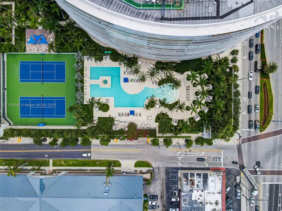 Aerial View - Pool and tennis courts