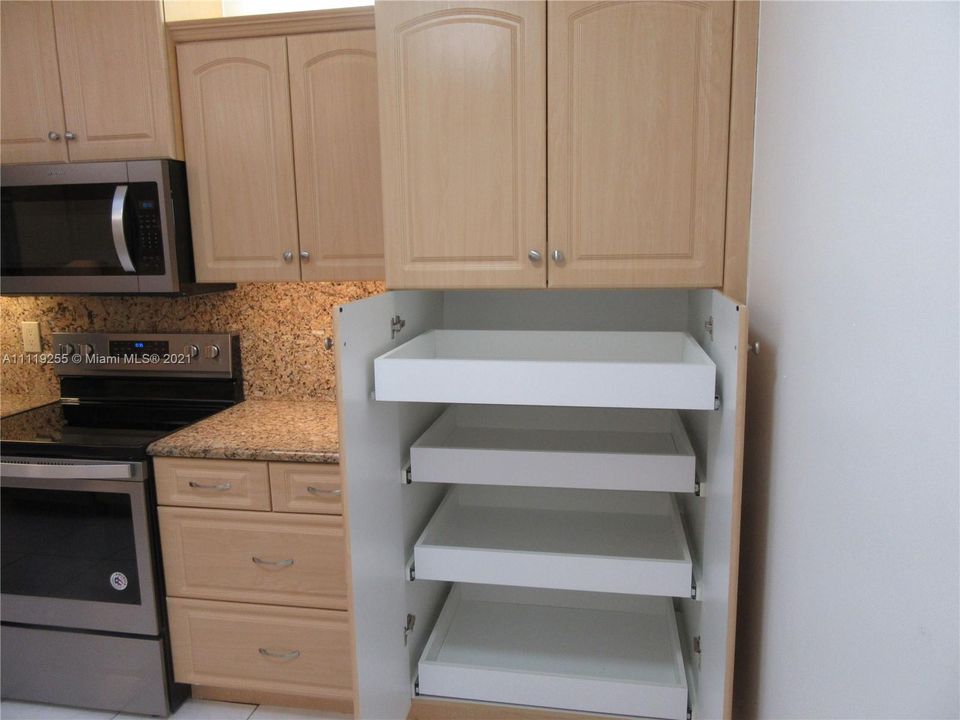 Pull out shelves in Pantry