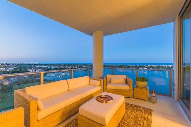 Evening View of patio, Lake Worth, Atlantic Ocean. Unobstructed View stretches are far north as the eye can see