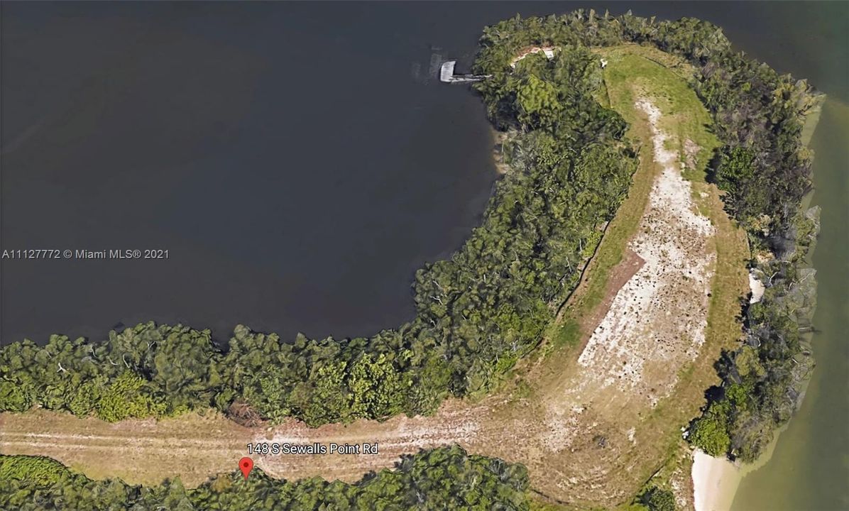 Aerial of the dock on the northwest side of the Island.