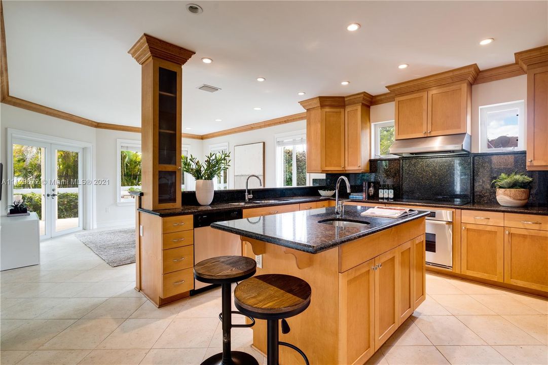 Wood cabinets and granite countertops