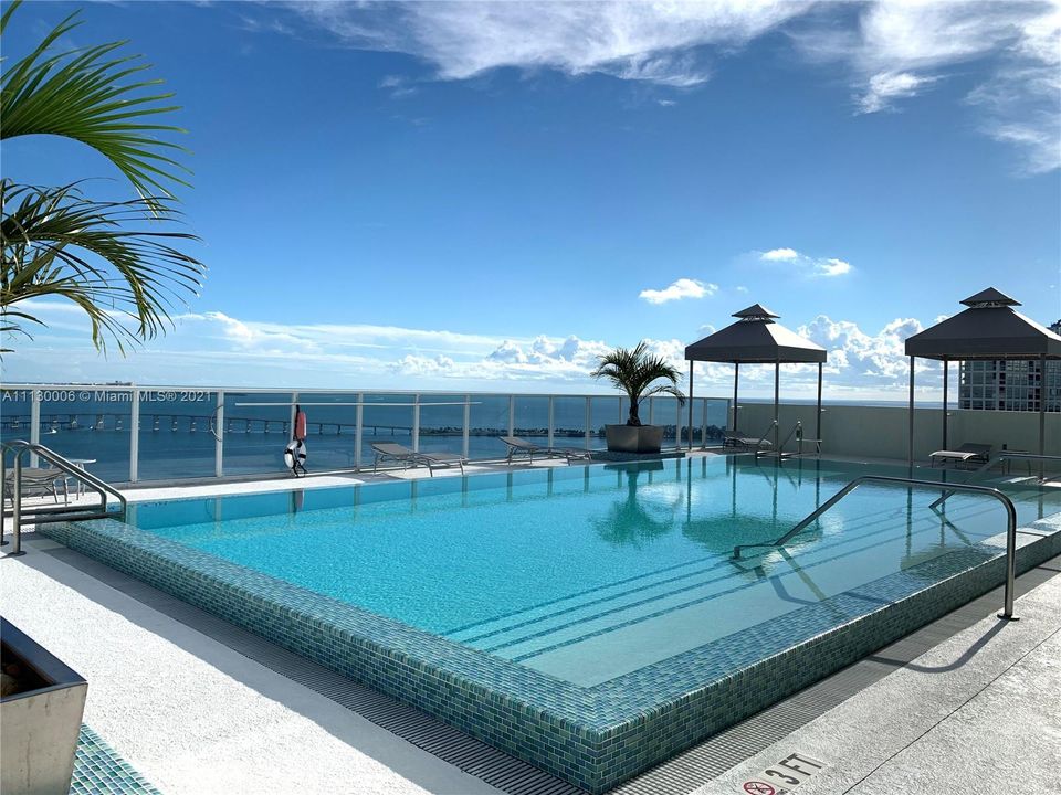 Rooftop pool overlooking Biscayne Bay, Fisher Island, Miami Beach