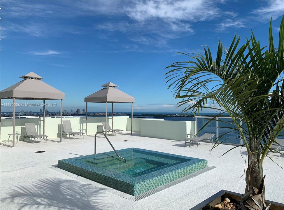 Spa on roof deck overlooking Biscayne Bay