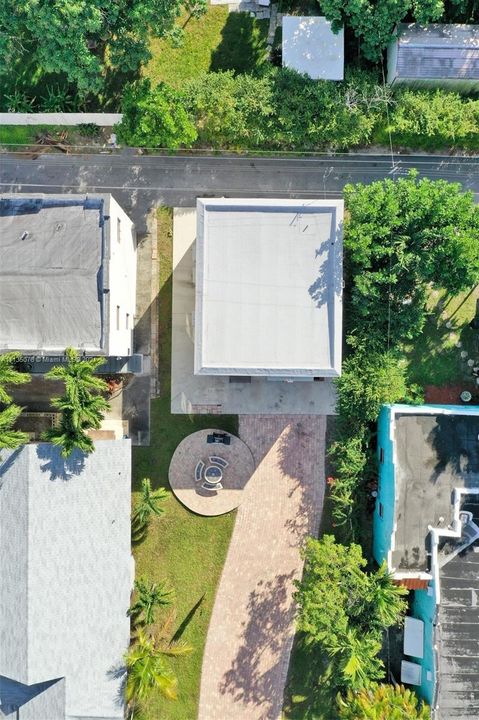 Drone shot of 1642 Adams St #A-B, beautiful NEW ROOF completed in 2020