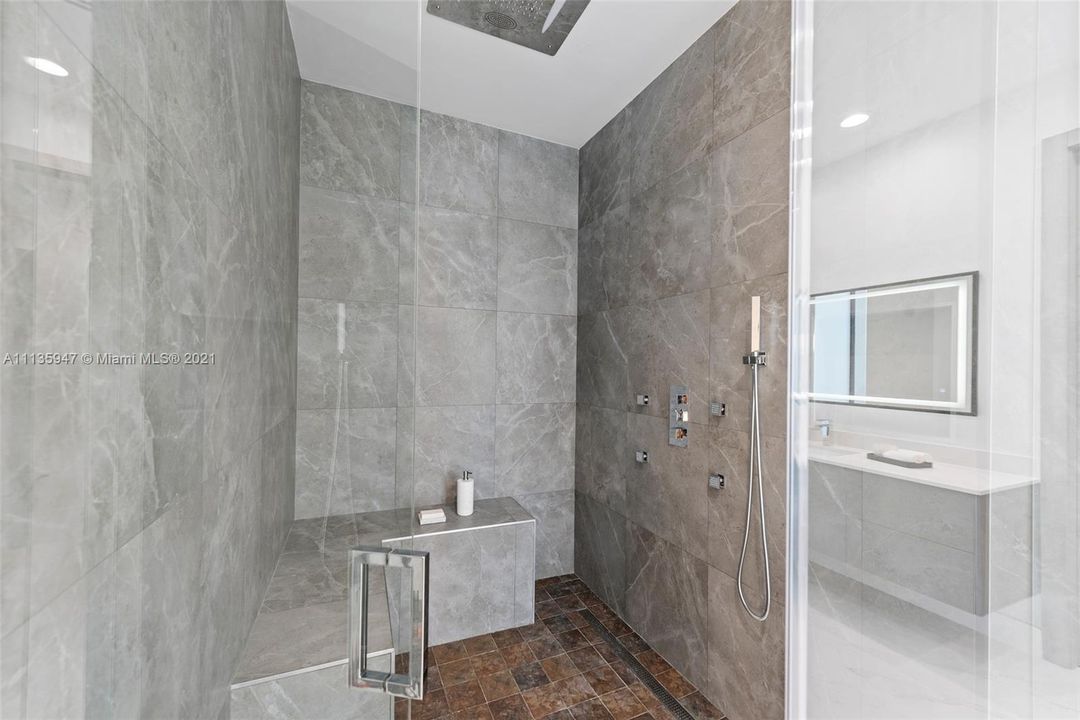 Master shower with lighting