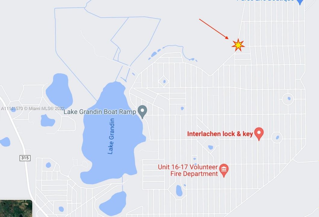 MapShowing Location approx 1 mile Northeast of Grandin Lake