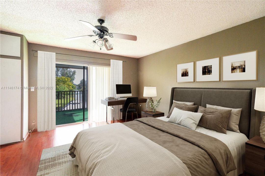 Master bedroom overlooking water