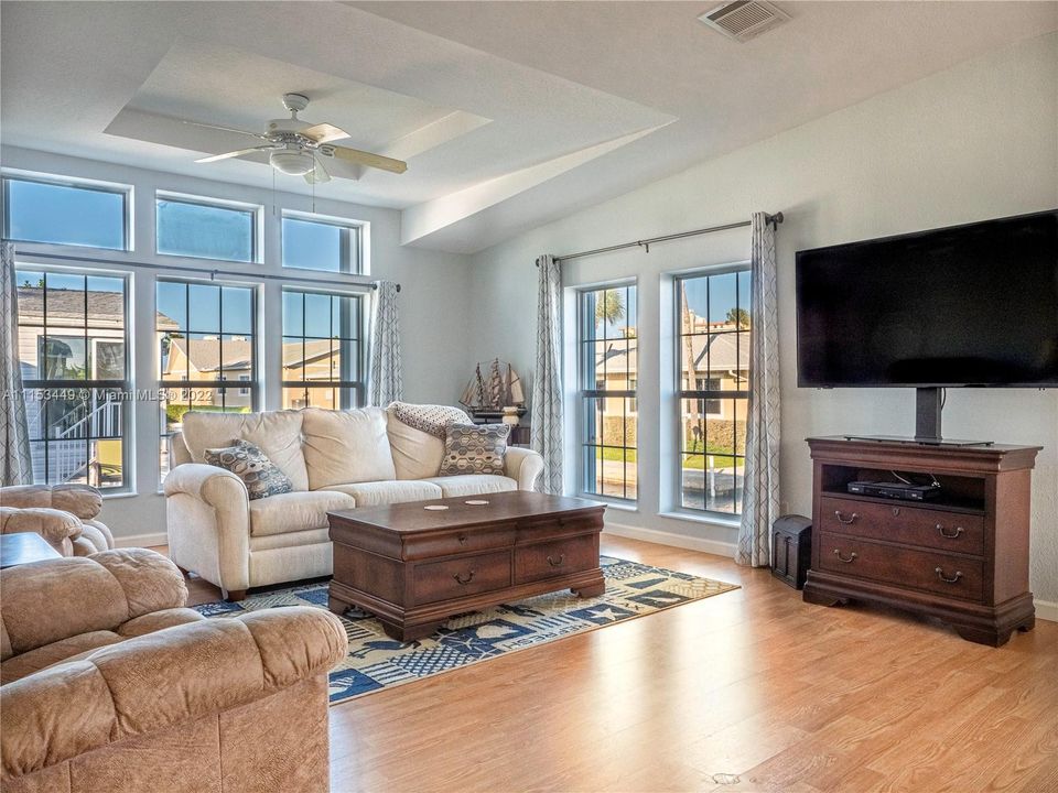 Living room with panoramic views of water