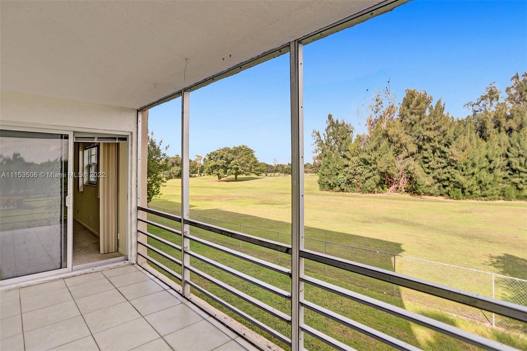 Beautiful screened patio overlooking golf course