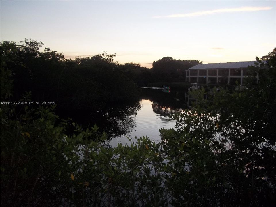 Views over water at sundown