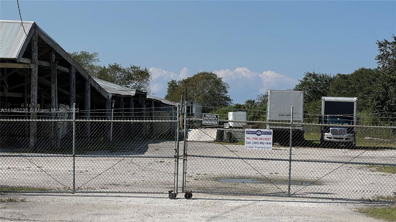 Main entrance to the Pole building and yard.