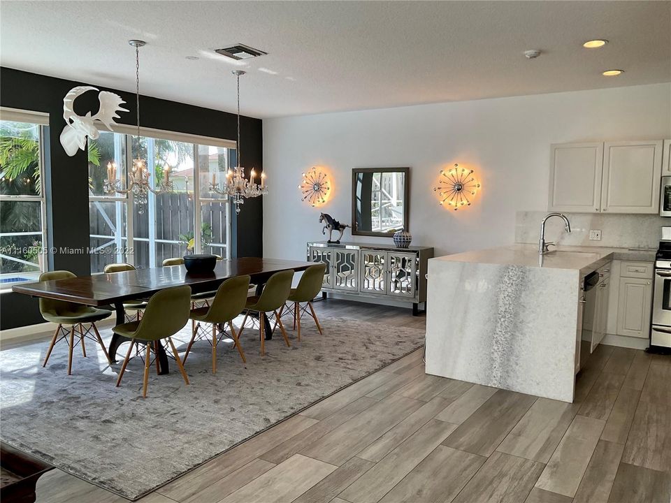 Open floor plan dining room.