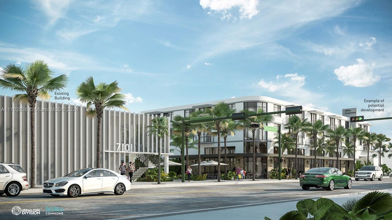 Rendering is conceptual only.  Rendering of potential development to scale at 7011 - 7029 Biscayne Blvd.