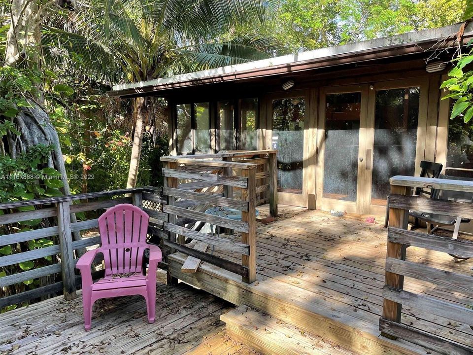 wood deck upstairs outside living area