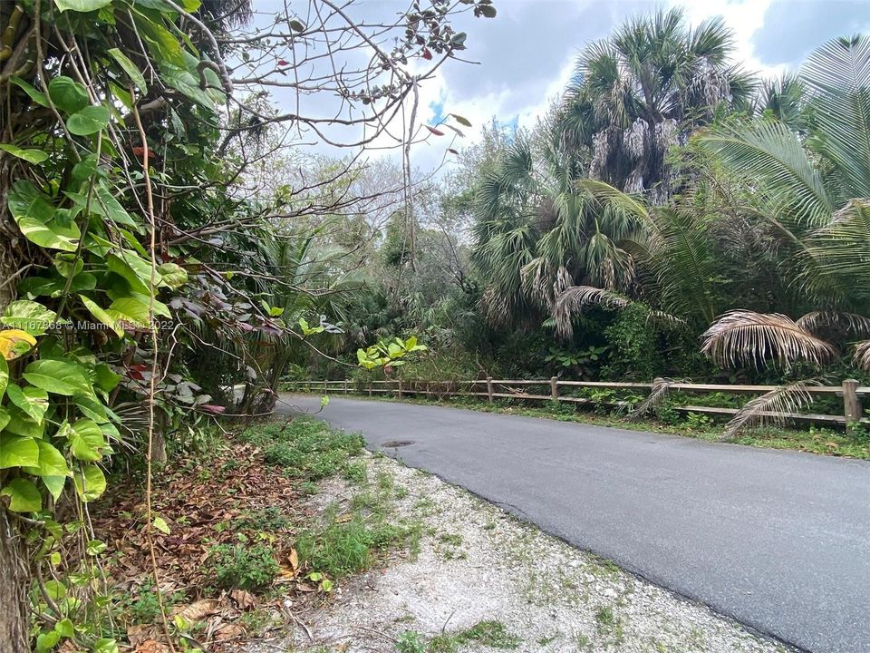 private dead end street (public utilities - water, sewer), across street from nature park.