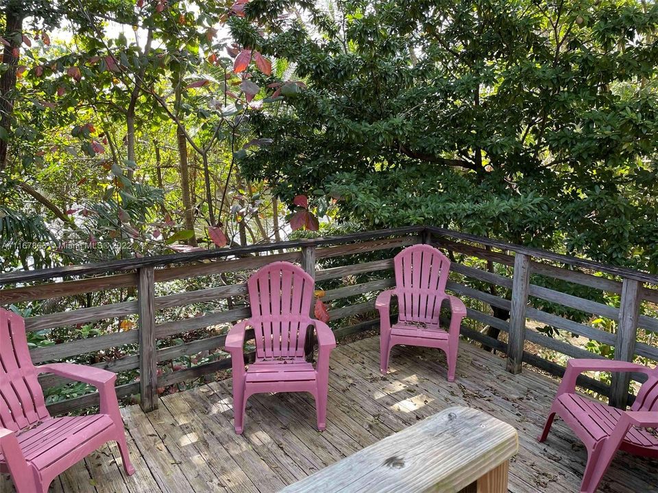 wood deck upstairs outside living area