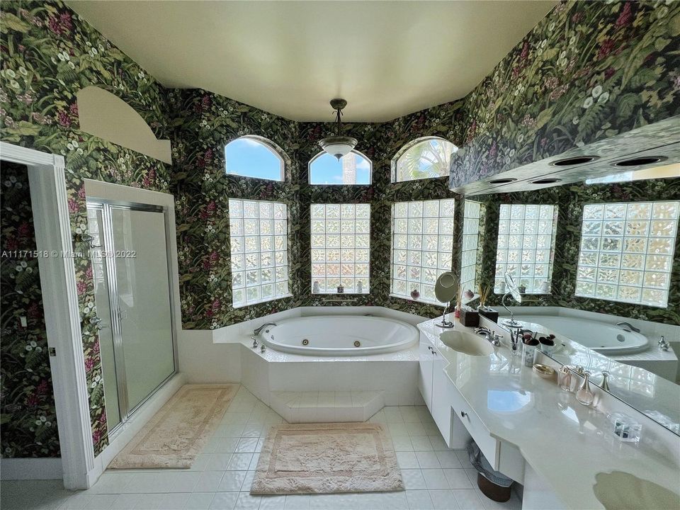 Master Bath with Jacuzzi tub and separate walk in shower - Double Vanity - Private WC