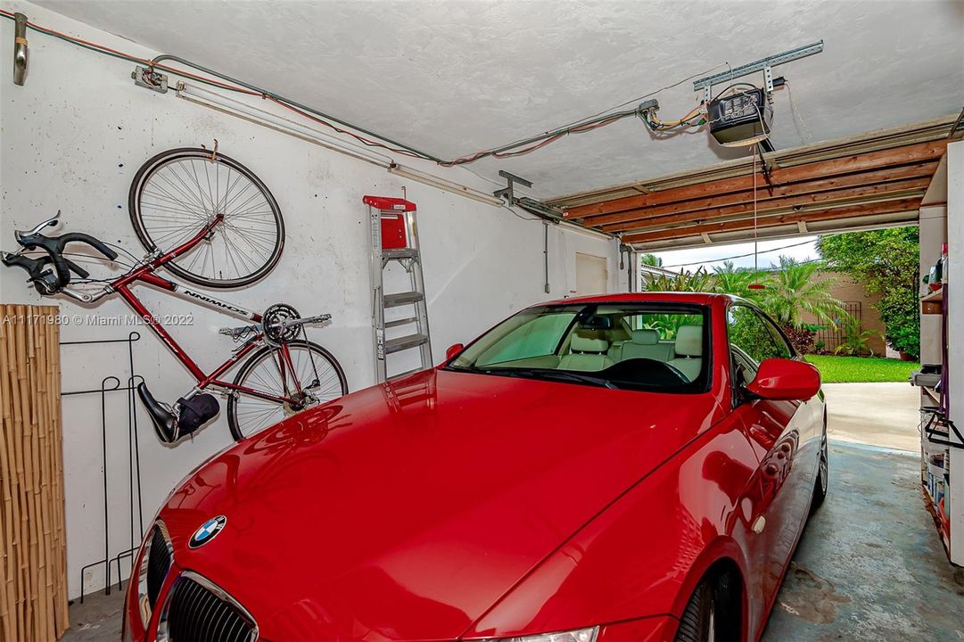Garage will fit a car.