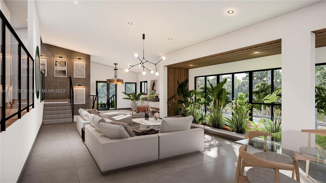 Artist rendering of living room view